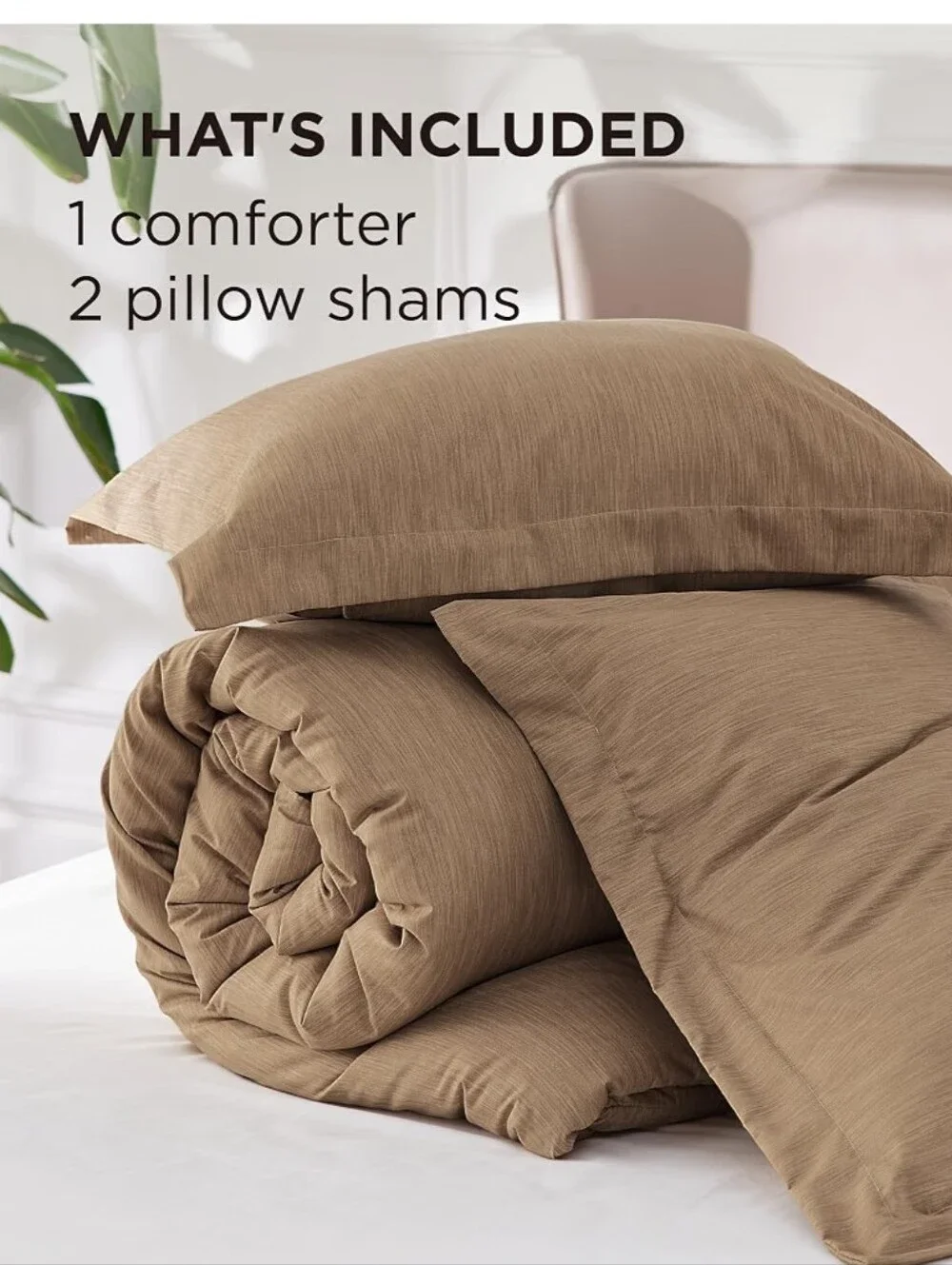 Bedsure Brown Queen Comforter Set, Soft Cationic Dyed Bedding Set 3 Pcs